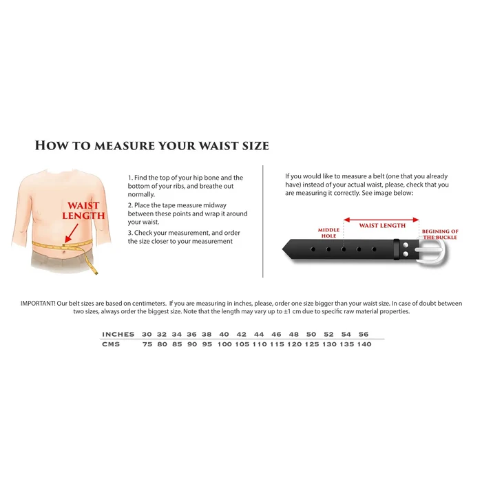 Aaron Hamptons Belt waist measurement guide