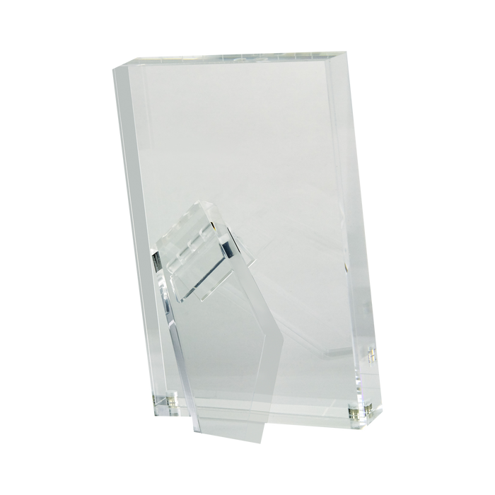 A simple clear acrylic frame that will add stylish flair to any setting.