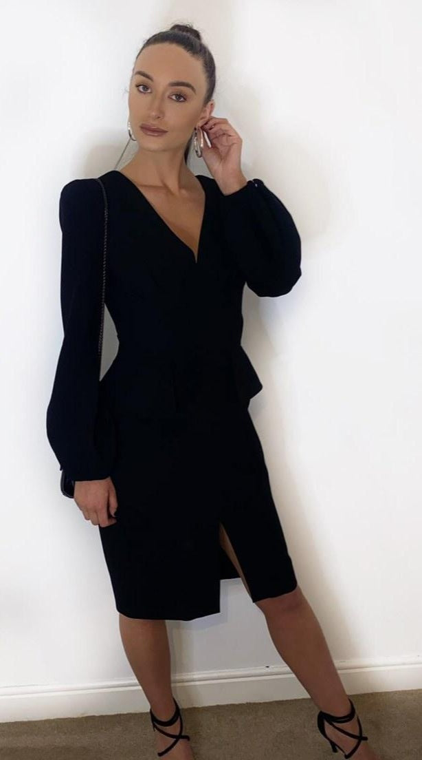 Alexander McQueen Black Balloon Sleeve Dress