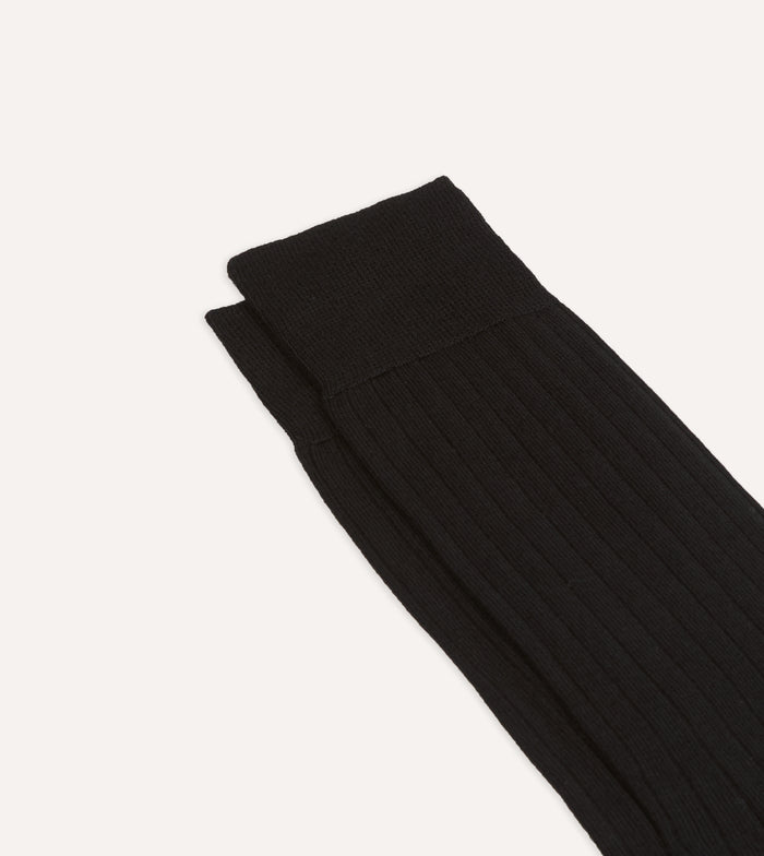 Black Cotton Mid-Calf Socks