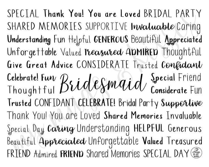 Bridesmaid Digital Download