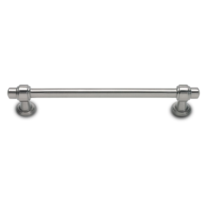 A contemporary pull with edged bar and handle details.