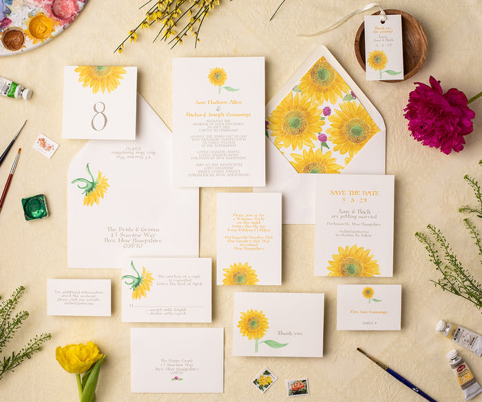 Classic Sunflower Wedding Invitation Suite
