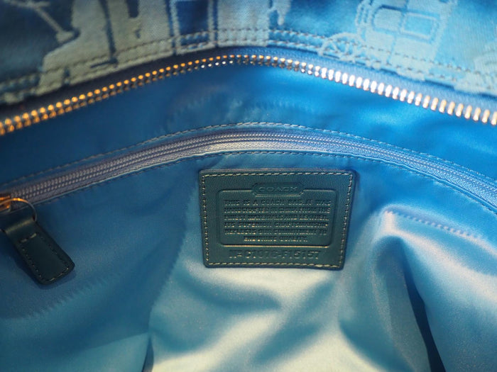 Coach horse & Carriage Turquoise Shoulder Bag