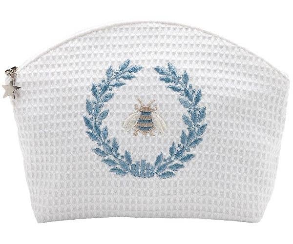 Cosmetic Bag (Medium) - Napoleon Bee Wreath (Duck Egg Blue)