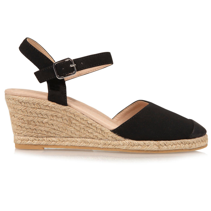 Espadrilles fermées Femme talon corde Noir