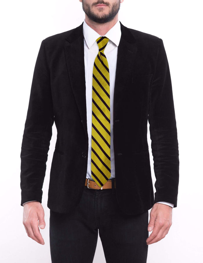 Gold Red Checkered Striped Pre-tied Tie, Tie, GoTie