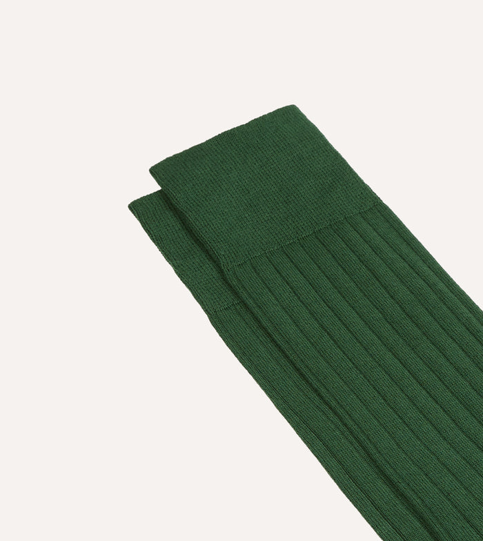 Green Cotton Mid-Calf Socks