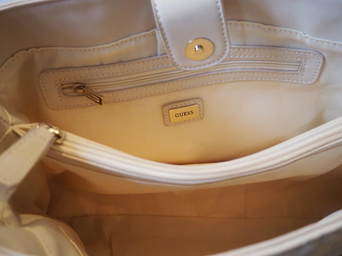 guess cream quilted bag