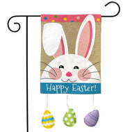 Happy Easter Bunny Burlap Garden Flag