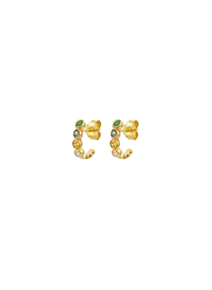 Earrings Marianna Lemos Huggy Hoops Earrings Gold Green O/S Apoella