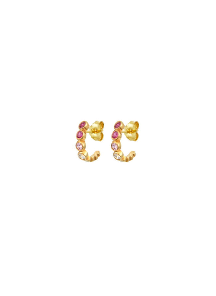 Earrings Marianna Lemos Huggy Hoops Earrings Gold Pink Fade O/S Apoella