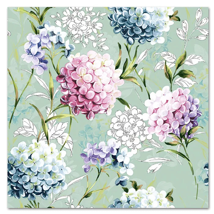 Hydrangea Mint Green Paper Luncheon Napkins