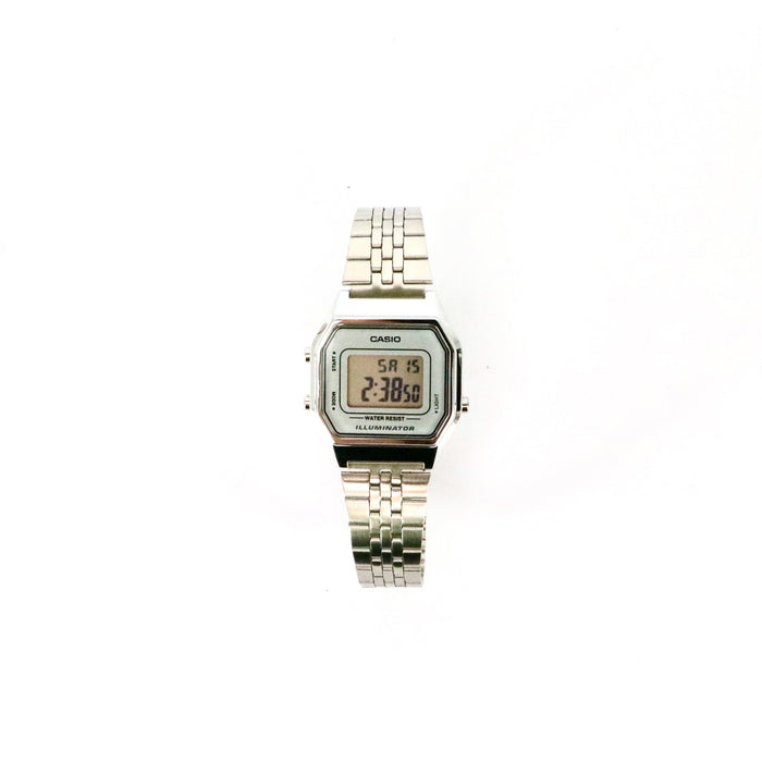 Ladies Casio Digital Stainless Steel Band Silver
