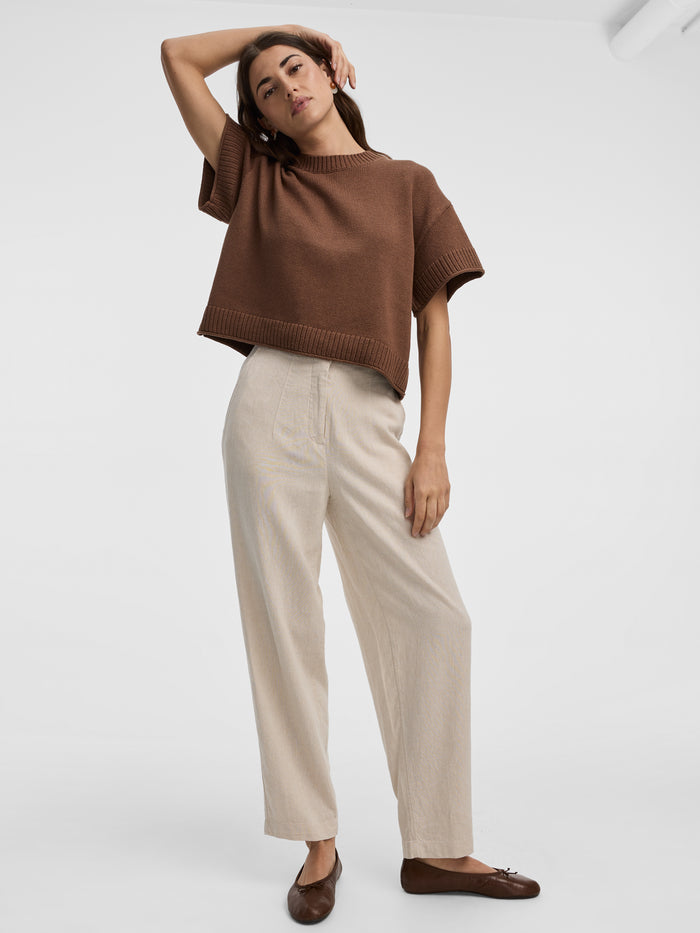 Linen Blend Barrel Pant