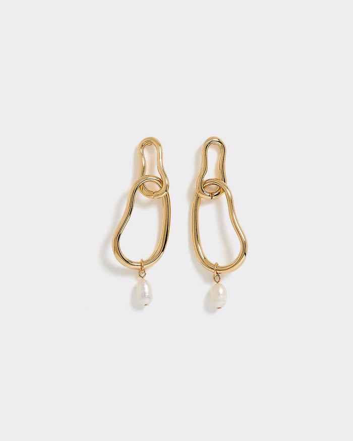 Link Earrings with Pearl Pendants