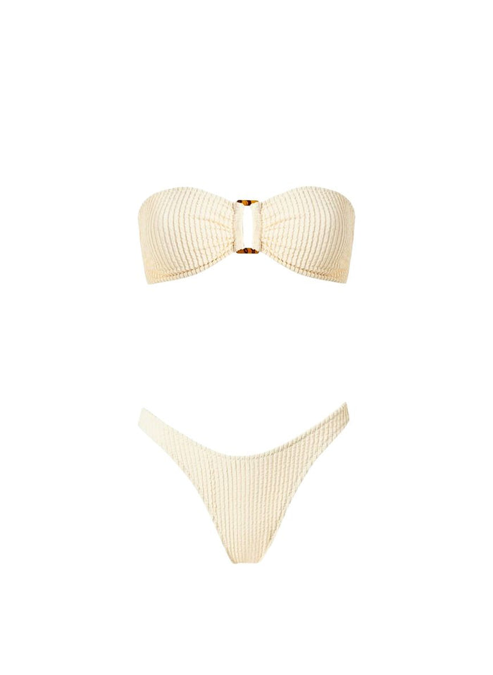 Bikini Stefania Frangista Melita Bandeau Bikini Curly Crema Apoella