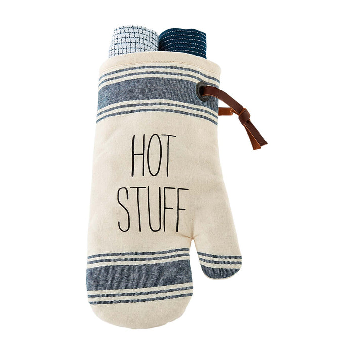 Mud Pie Bistro Oven Mitt Towel Set Hot Stuff