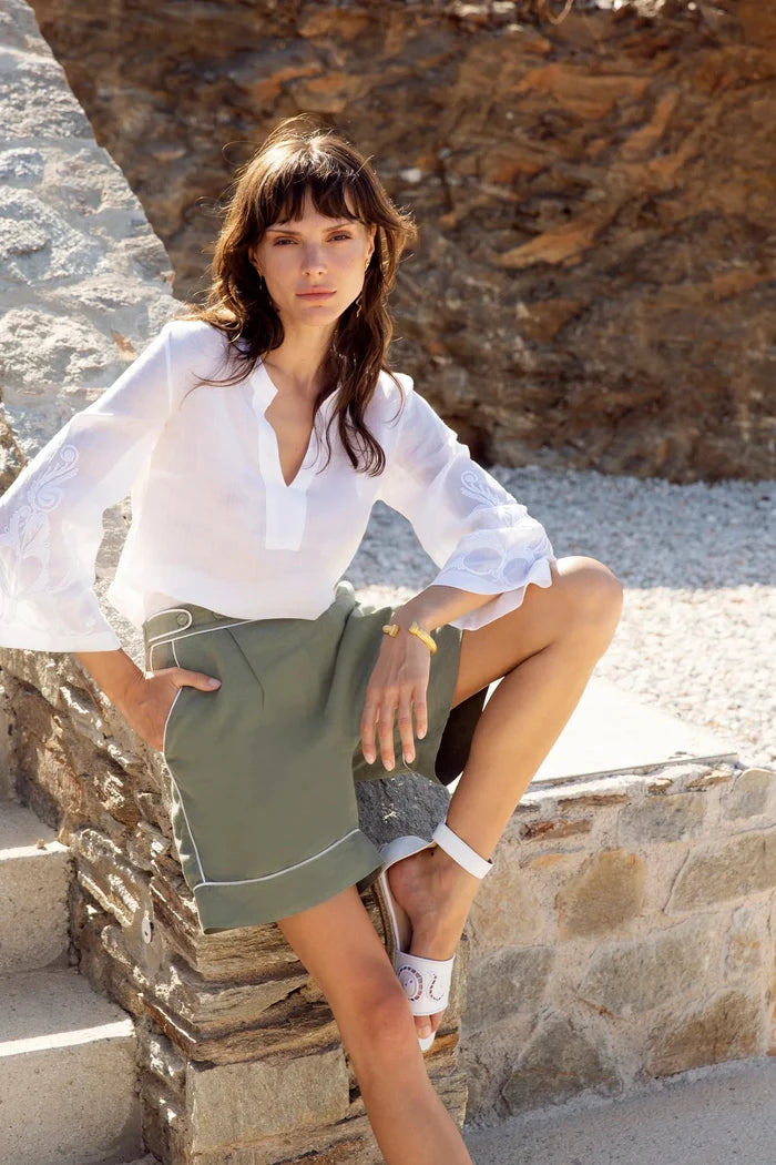 Shorts Ancient Kallos Niki Linen Shorts Khaki Apoella
