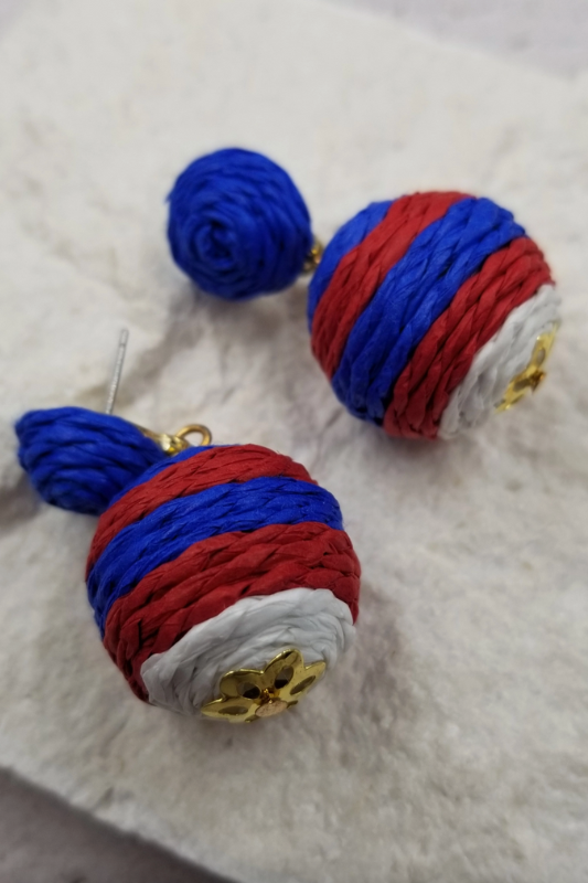 Patriotic Pom Pom Earrings
