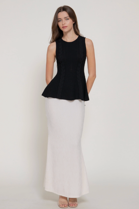 Polly Peplum Top - Black