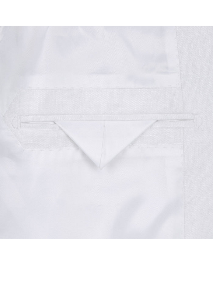 Raphael Mens Solid White Notch Lapel Classic Fit 100% Linen suit