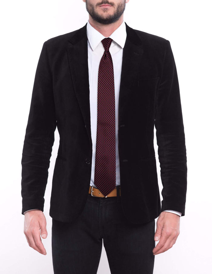 Red Blue Small Checkered Skinny Pre-tied Tie, Tie, GoTie