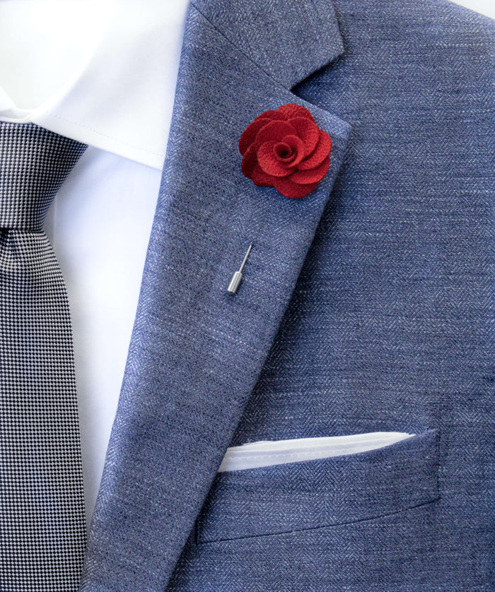 Red Rose Flower Lapel Pin