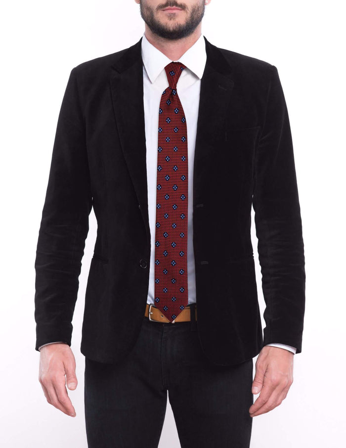 Ruby Red and Blue Checkered Geometric Pre-tied Tie, Tie, GoTie