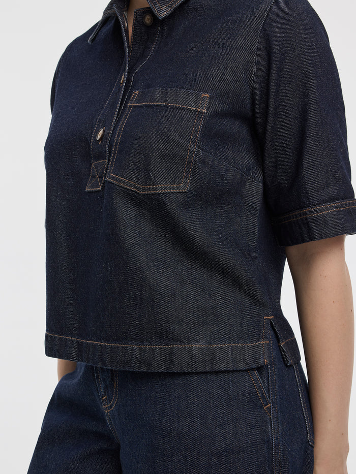 Short-Sleeve Denim Shirt