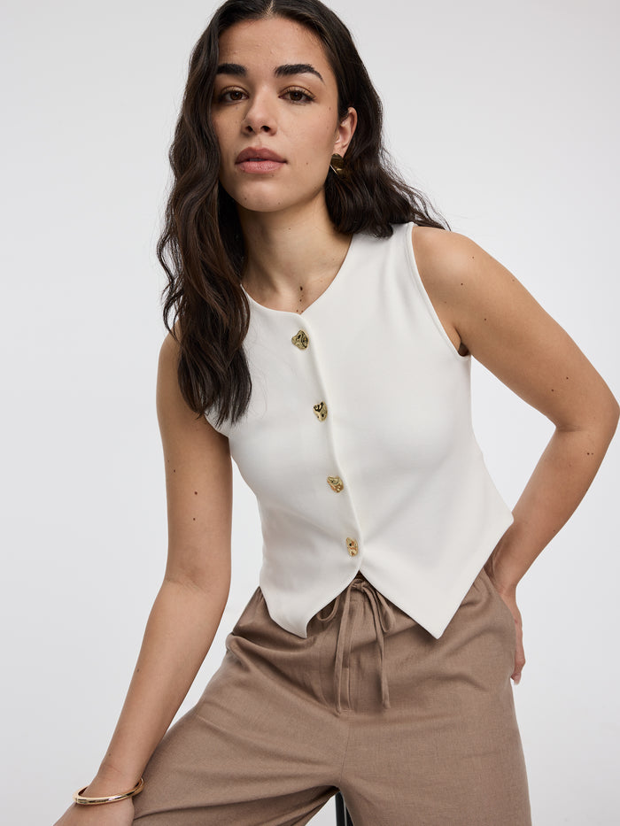 Sleeveless Crew-Neck Vest