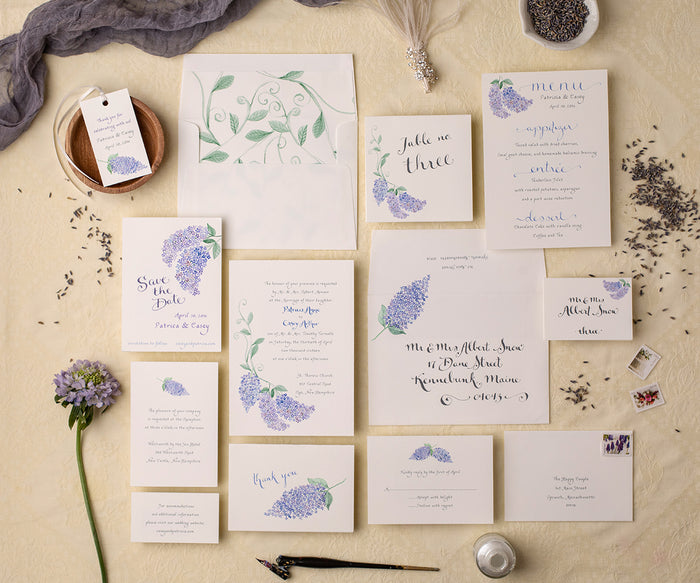 Spring Lilac wedding invitation