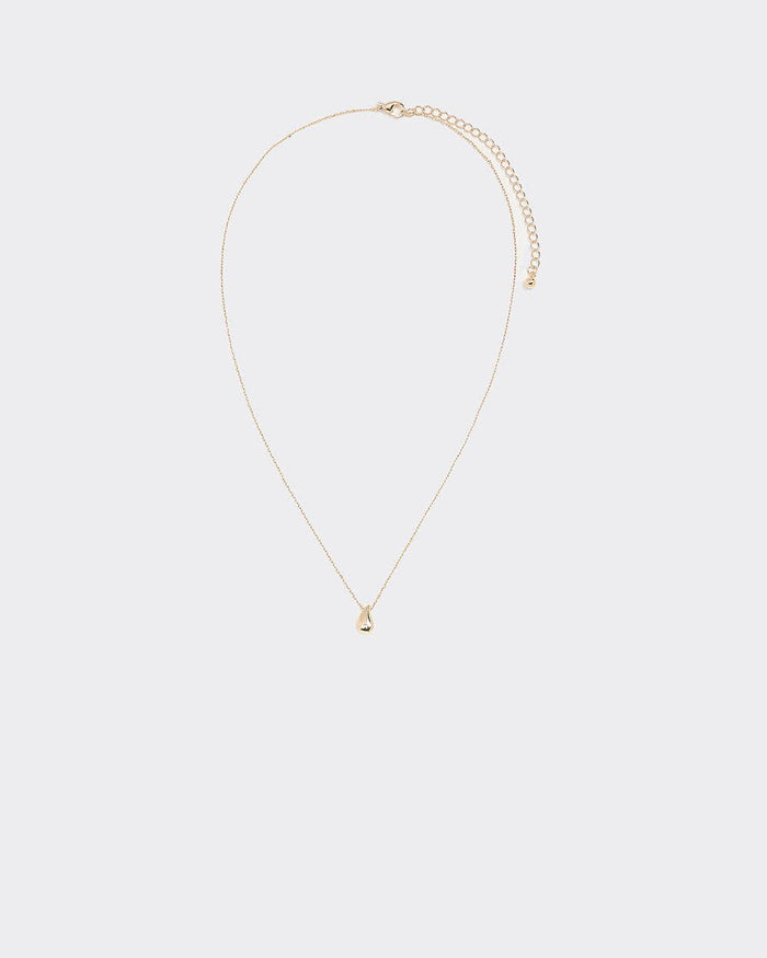 Stainless Steel Short Necklace with Teardrop Pendant