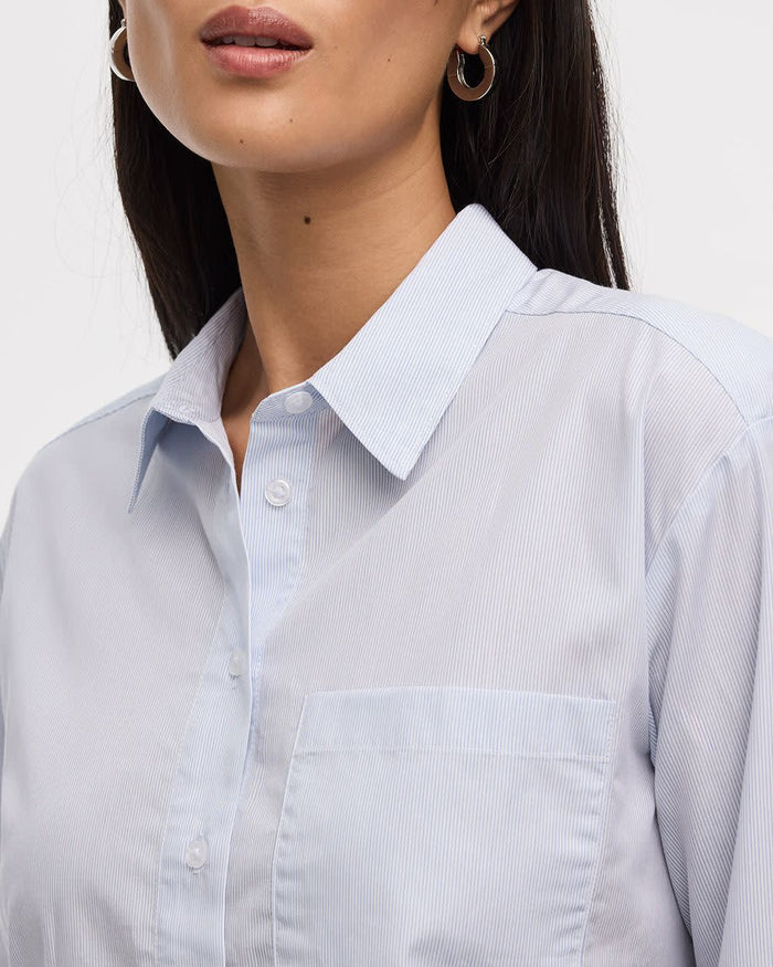 Striped Long-Sleeve Poplin Shirt with Chest Pocket - R Essentials