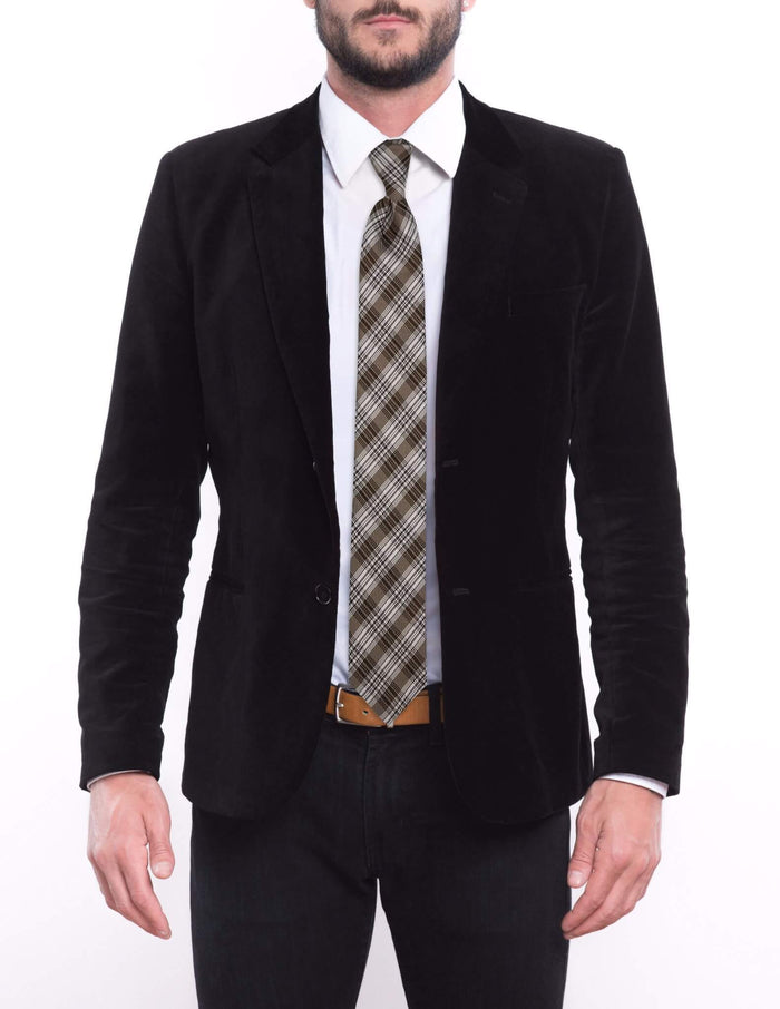 Tan Silver Plaid Pre-tied Tie, Tie, GoTie