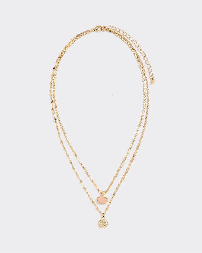 Two-Chain Short Necklace with Pendants