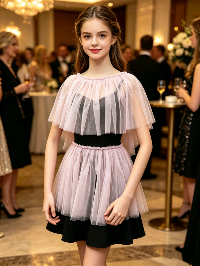 Two-piece Tulle Cape Mini Over-skirt Photography Dresses Halloween
