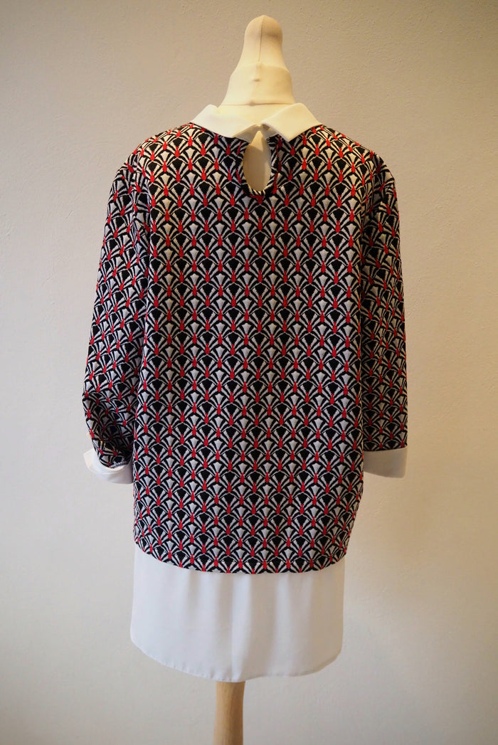 Wallis Geo Print Collared Top Size 16 (New)