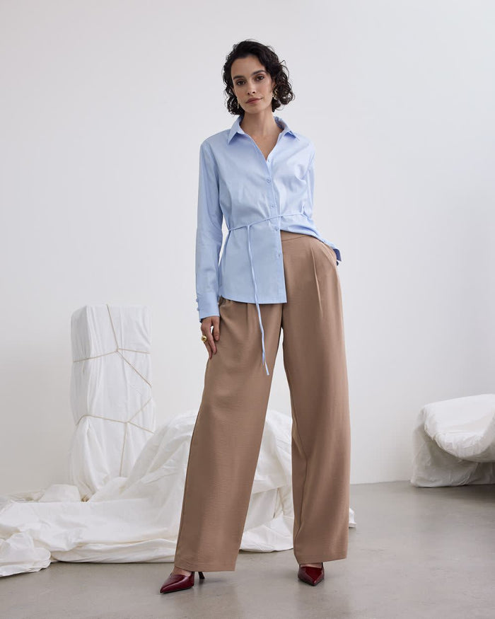Wide-Leg Mid-Rise Pants