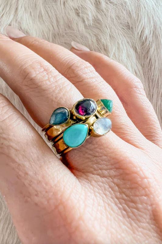 5 Stone Stack Ring
