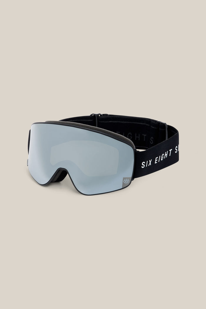 686 SMARTY® Magnetic Goggle - Small with a reflective silver lens and a black strap featuring white lettering.