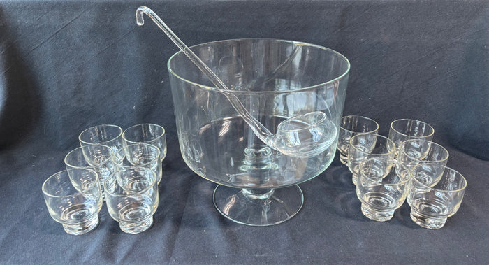 Clear Glass Punch Bowl Set-14 PCs