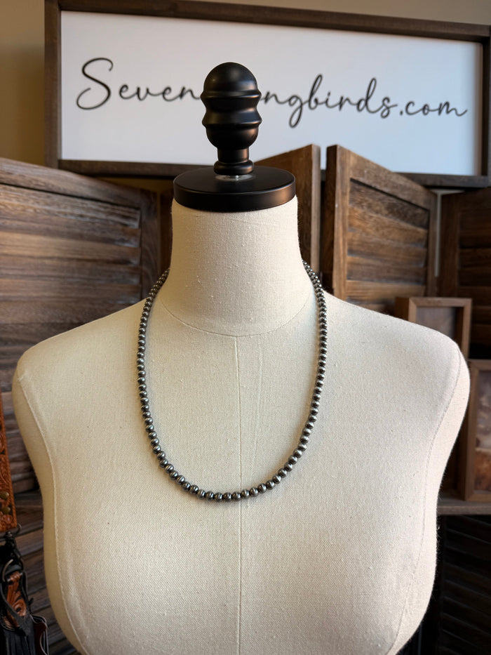 Silver-tone bead necklace, round 6mm links with ball-chain style