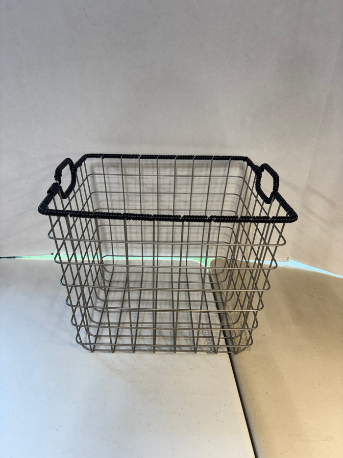 Black Rectangular Wire Metal Basket W/Handles