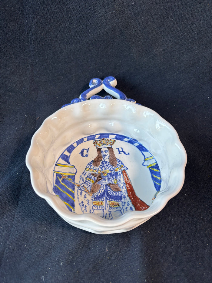 Delft Style King Charles II Royal Portrait Bowl