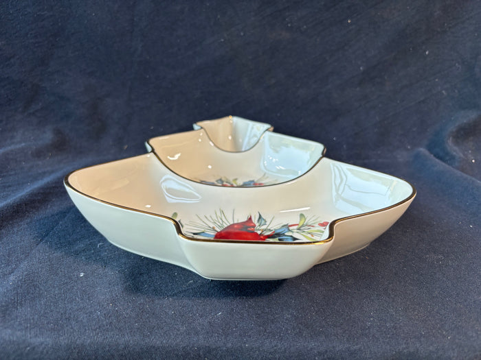 Lenox Winter Greetings Christmas Tree Divided Serving Dish