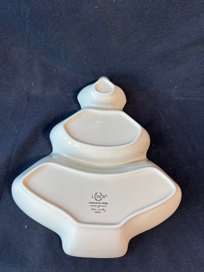 Lenox Winter Greetings Christmas Tree Divided Serving Dish