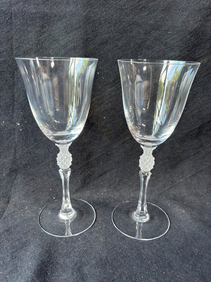 Pair Of Danbury Mint Crystal Hospitality Pineapple Stem Wine Glasses