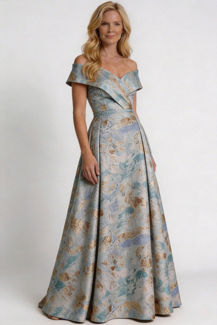 A-Line Floor Length Jacquard Mother of the Bride Dress CM0430