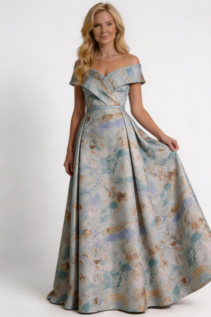 A-Line Floor Length Jacquard Mother of the Bride Dress CM0430